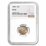 1880 Three Cent Nickel PF-63 NGC (Strike Through Obv)