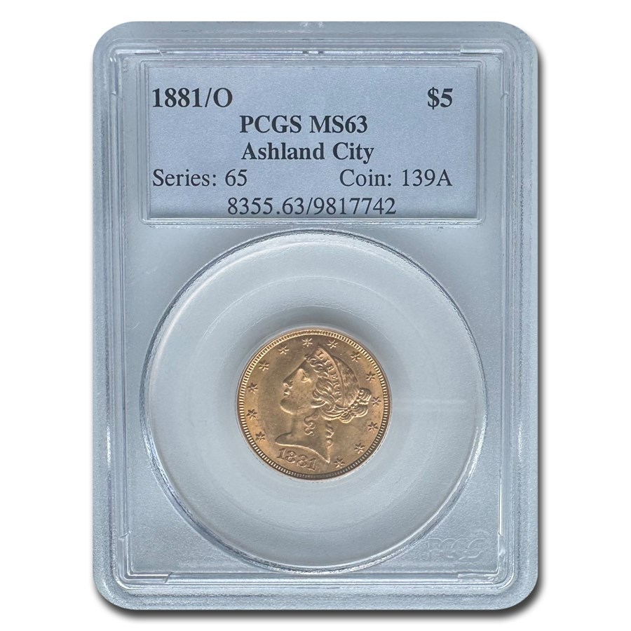 1881/0 $5 Liberty Gold Half Eagle MS-63 PCGS