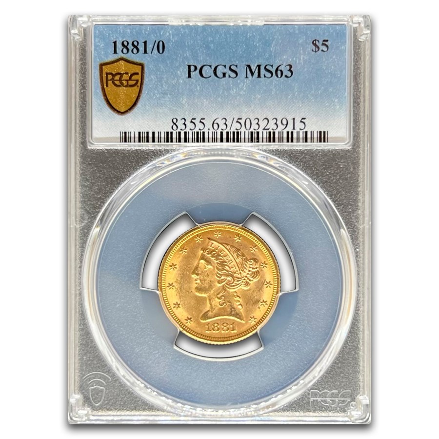1881/0 $5 Liberty Gold Half Eagle MS-63 PCGS