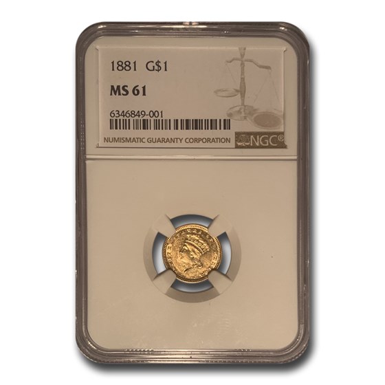 1881 $1 Indian Head Gold MS-61 NGC 1881 $1 Indian Head Gold MS-61 NGC
