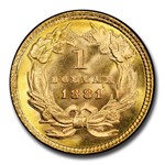 1881 $1 Indian Head Gold MS-67+ PCGS CAC