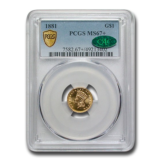 1881 $1 Indian Head Gold MS-67+ PCGS CAC 1881 $1 Indian Head Gold MS-67+ PCGS CAC