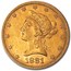 1881 $10 Liberty Gold Eagle AU-58 NGC