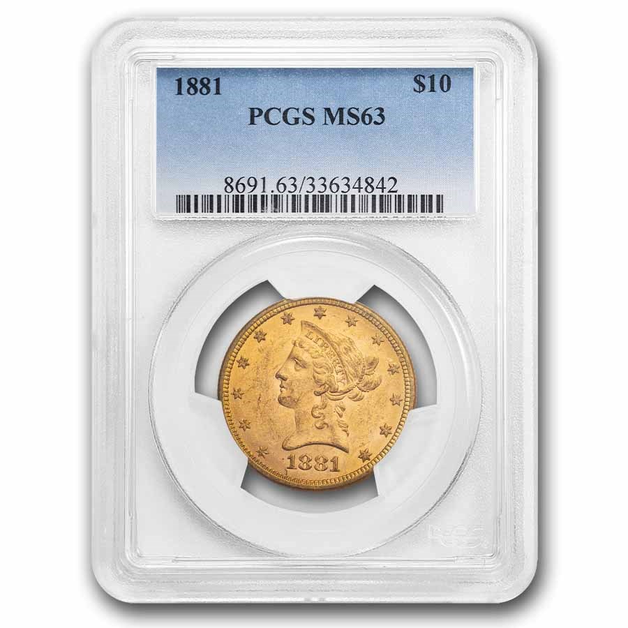 1881 $10 Liberty Gold Eagle MS-63 PCGS
