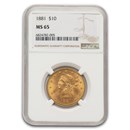 1881 $10 Liberty Gold Eagle MS-65 NGC