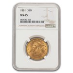 1881 $10 Liberty Gold Eagle MS-65 NGC