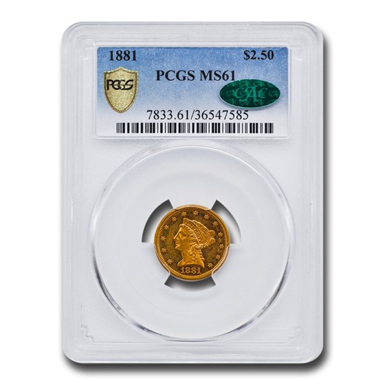1881 $2.50 Liberty Gold Quarter Eagle MS-61 PCGS CAC 1881 $2.50 Liberty Gold Quarter Eagle MS-61 PCGS CAC