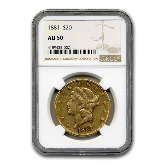 1881 $20 Liberty Gold Double Eagle AU-50 NGC 1881 $20 Liberty Gold Double Eagle AU-50 NGC