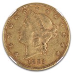1881 $20 Liberty Gold Double Eagle AU-53 NGC