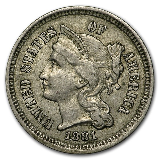 1881 3 Cent Nickel XF 1881 3 Cent Nickel XF