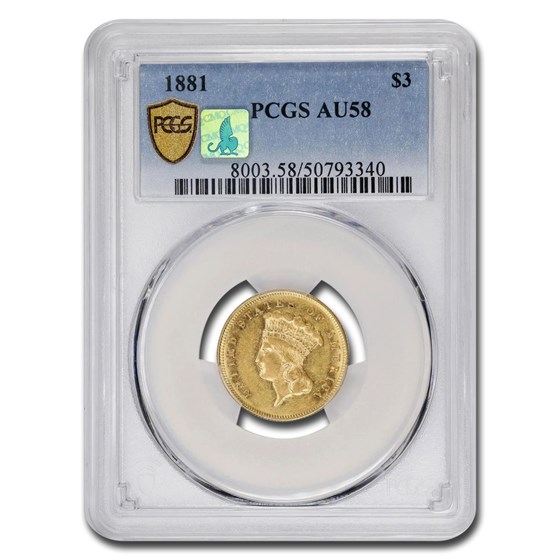 1881 $3 Gold Princess AU-58 PCGS 1881 $3 Gold Princess AU-58 PCGS