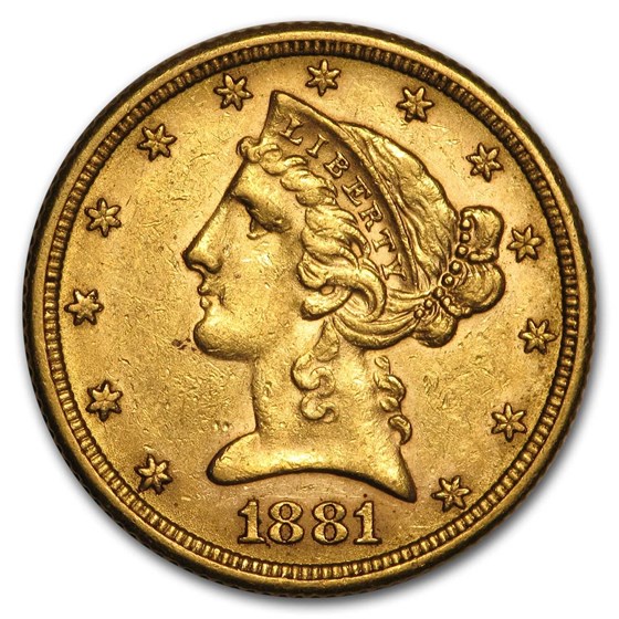 1881 $5 Liberty Gold Half Eagle AU 1881 $5 Liberty Gold Half Eagle AU