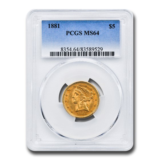1881 $5 Liberty Gold Half Eagle MS-64 PCGS 1881 $5 Liberty Gold Half Eagle MS-64 PCGS