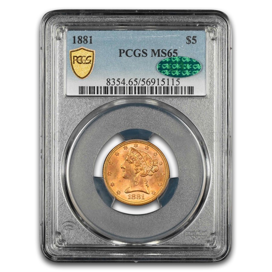 1881 $5 Liberty Gold Half Eagle MS-65 PCGS CAC