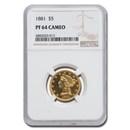 1881 $5 Liberty Gold Half Eagle PF-64 Cameo NGC