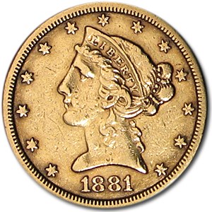 1881 $5 Liberty Gold Half Eagle XF 1881 $5 Liberty Gold Half Eagle XF