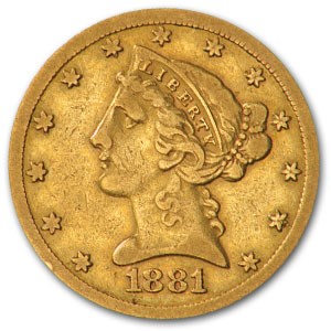 1881/80 $5 Liberty Gold Half Eagle XF (FS-301) 1881/80 $5 Liberty Gold Half Eagle XF (FS-301)