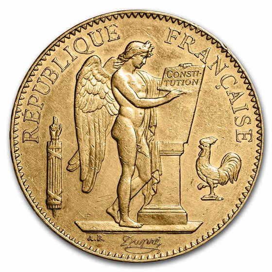 1881-A France Gold 100 Franc Angel AU