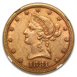 1881-CC $10 Liberty Gold Eagle AU-55 NGC