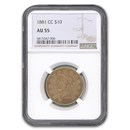 1881-CC $10 Liberty Gold Eagle AU-55 NGC