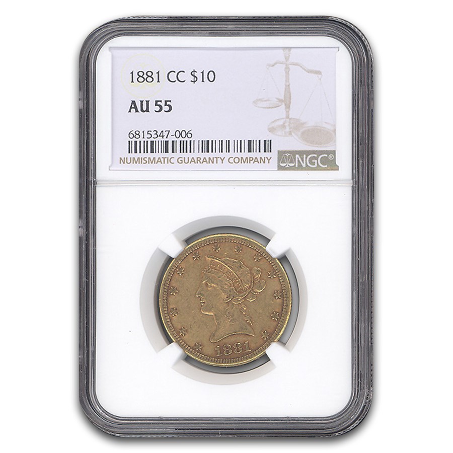1881-CC $10 Liberty Gold Eagle AU-55 NGC
