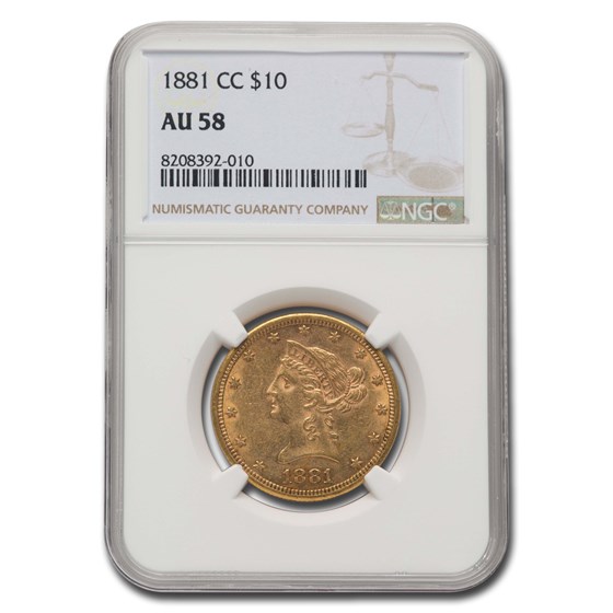 1881-CC $10 Liberty Gold Eagle AU-58 NGC 1881-CC $10 Liberty Gold Eagle AU-58 NGC