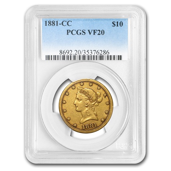 1881-CC $10 Liberty Gold Eagle VF-20 PCGS 1881-CC $10 Liberty Gold Eagle VF-20 PCGS