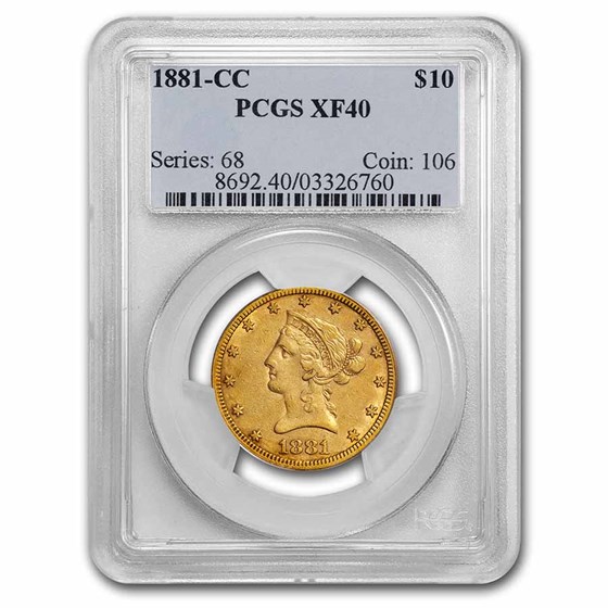 1881-CC $10 Liberty Gold Eagle XF-40 PCGS 1881-CC $10 Liberty Gold Eagle XF-40 PCGS
