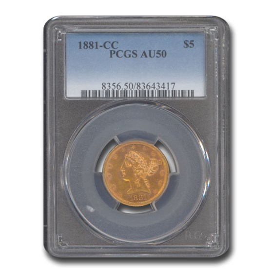 1881-CC $5 Liberty Gold Half Eagle AU-50 PCGS 1881-CC $5 Liberty Gold Half Eagle AU-50 PCGS