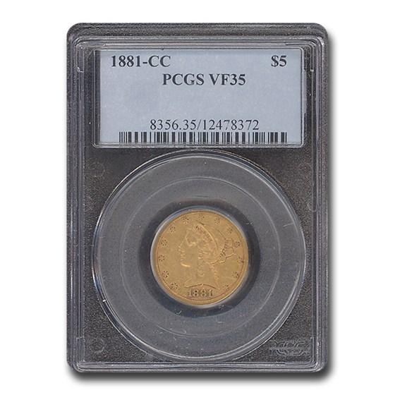1881-CC $5 Liberty Gold Half Eagle VF-35 PCGS 1881-CC $5 Liberty Gold Half Eagle VF-35 PCGS