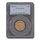 1881-CC $5 Liberty Gold Half Eagle XF-45 PCGS