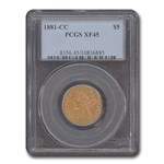 1881-CC $5 Liberty Gold Half Eagle XF-45 PCGS