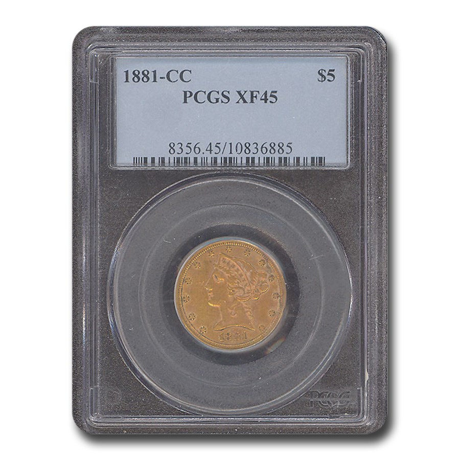 1881-CC $5 Liberty Gold Half Eagle XF-45 PCGS