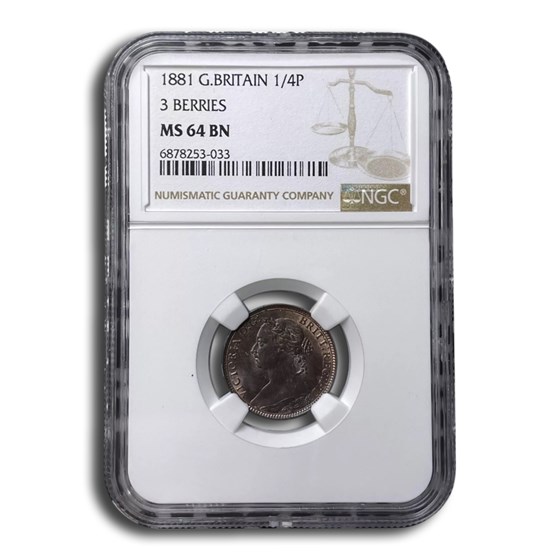 1881 Great Britain Farthing Victoria MS-64 NGC (Brown) 1881 Great Britain Farthing Victoria MS-64 NGC (Brown)