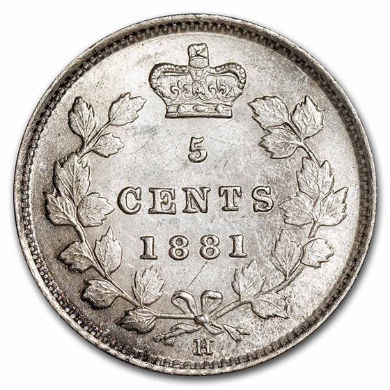 1881-H Canada Silver 5 Cents Victoria AU 1881-H Canada Silver 5 Cents Victoria AU