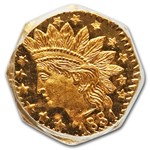 1881 Indian Octagonal 25 cent Gold MS-66 PCGS (PL, BG-799O)