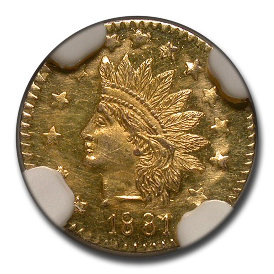1881 Indian Round 50 Cent Gold MS-62 NGC (DPL, BG-1070) 1881 Indian Round 50 Cent Gold MS-62 NGC (DPL, BG-1070)
