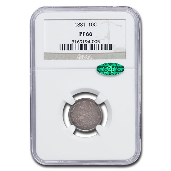 1881 Liberty Seated Dime PF-66 NGC CAC 1881 Liberty Seated Dime PF-66 NGC CAC