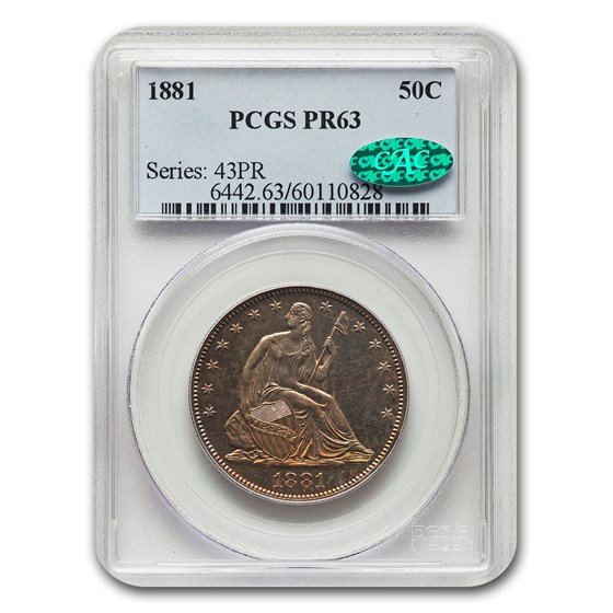 1881 Liberty Seated Half Dollar PR-63 PCGS CAC 1881 Liberty Seated Half Dollar PR-63 PCGS CAC