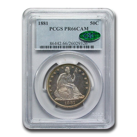 1881 Liberty Seated Half Dollar PR-66 Cameo PCGS CAC 1881 Liberty Seated Half Dollar PR-66 Cameo PCGS CAC