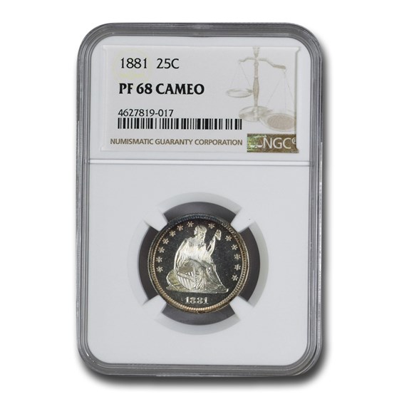 1881 Liberty Seated Quarter PF-68 Cameo NGC 1881 Liberty Seated Quarter PF-68 Cameo NGC