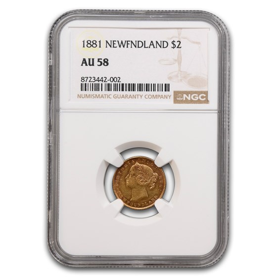 1881 Newfoundland Gold $2.00 AU-58 NGC