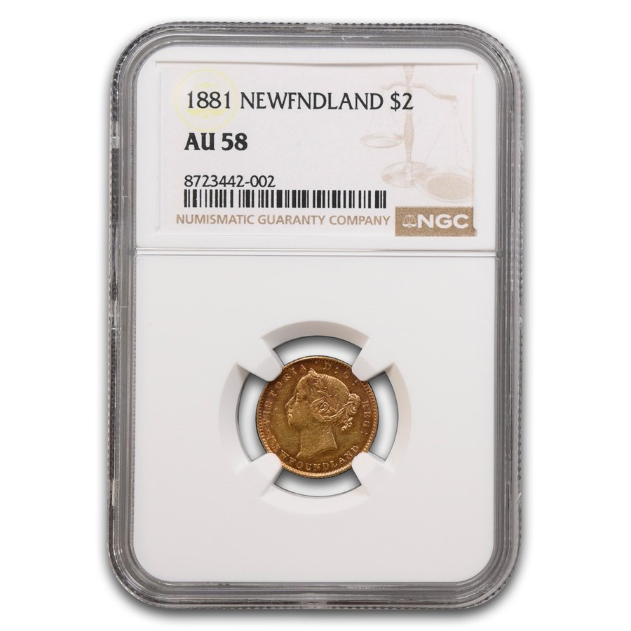 1881 Newfoundland Gold $2.00 AU-58 NGC