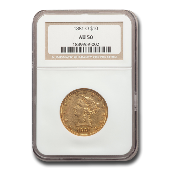 1881-O $10 Liberty Gold Eagle AU-50 NGC 1881-O $10 Liberty Gold Eagle AU-50 NGC