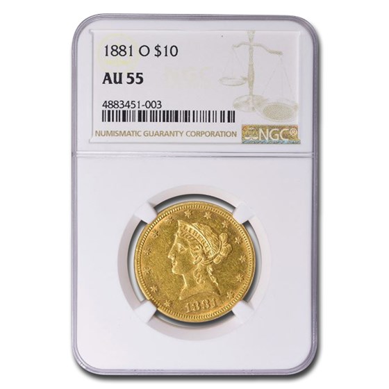 1881-O $10 Liberty Gold Eagle AU-55 NGC 1881-O $10 Liberty Gold Eagle AU-55 NGC
