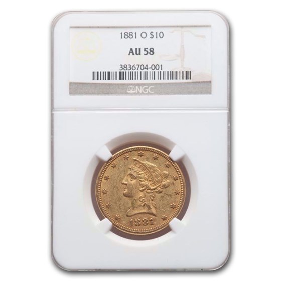 1881-O $10 Liberty Gold Eagle AU-58 NGC 1881-O $10 Liberty Gold Eagle AU-58 NGC