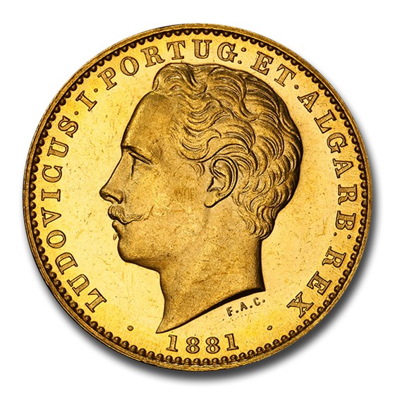 1881 Portugal Gold 10000 Reis Luiz I MS-64+ PCGS 1881 Portugal Gold 10000 Reis Luiz I MS-64+ PCGS