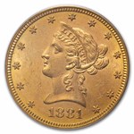 1881-S $10 Liberty Gold Eagle MS-62 PCGS