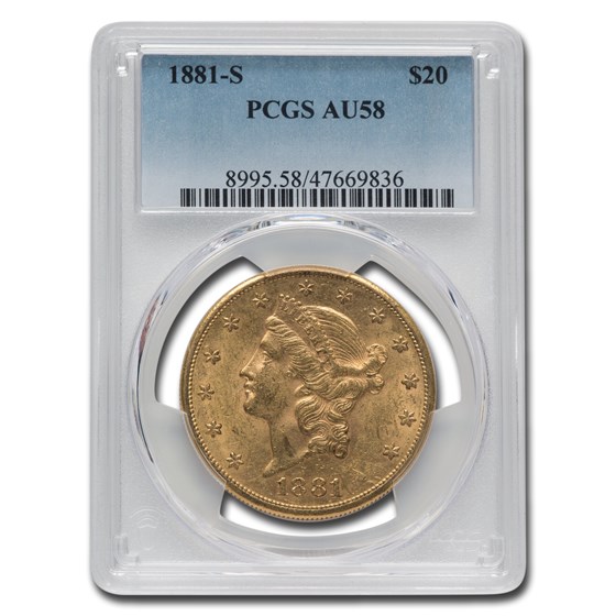 1881-S $20 Liberty Gold Double Eagle AU-58 PCGS 1881-S $20 Liberty Gold Double Eagle AU-58 PCGS