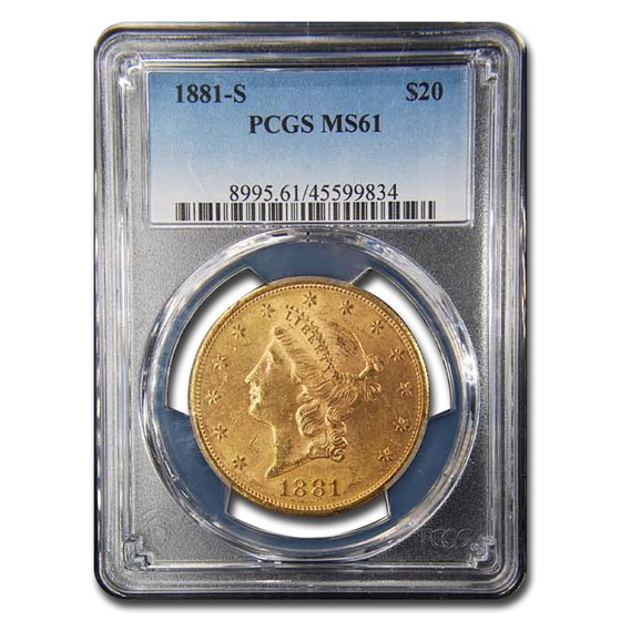 1881-S $20 Liberty Gold Double Eagle MS-61 PCGS 1881-S $20 Liberty Gold Double Eagle MS-61 PCGS